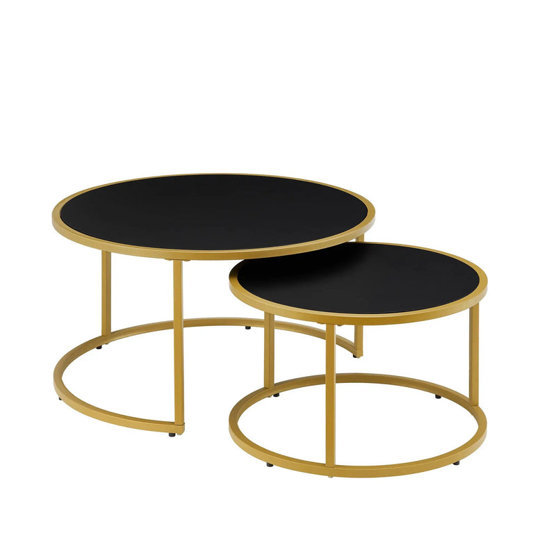 Modern Faux Leather Nesting Round Coffee Table Set of 2 by HouseOfZazla