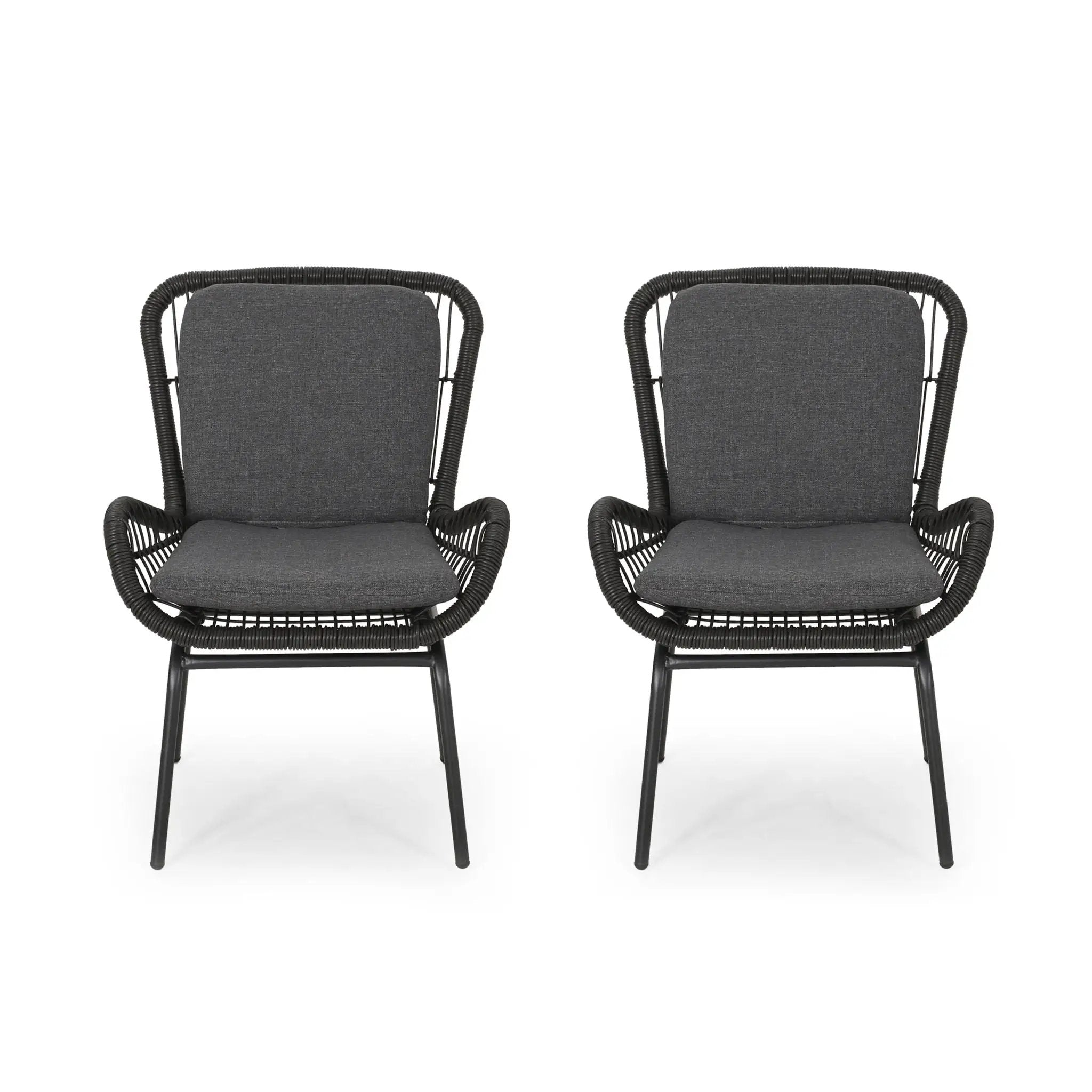 Outdoor Wicker Club Chair With Cushions (Set of 2) by HouseOfZazla