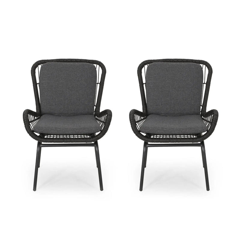 Outdoor Wicker Club Chair With Cushions (Set of 2) by HouseOfZazla