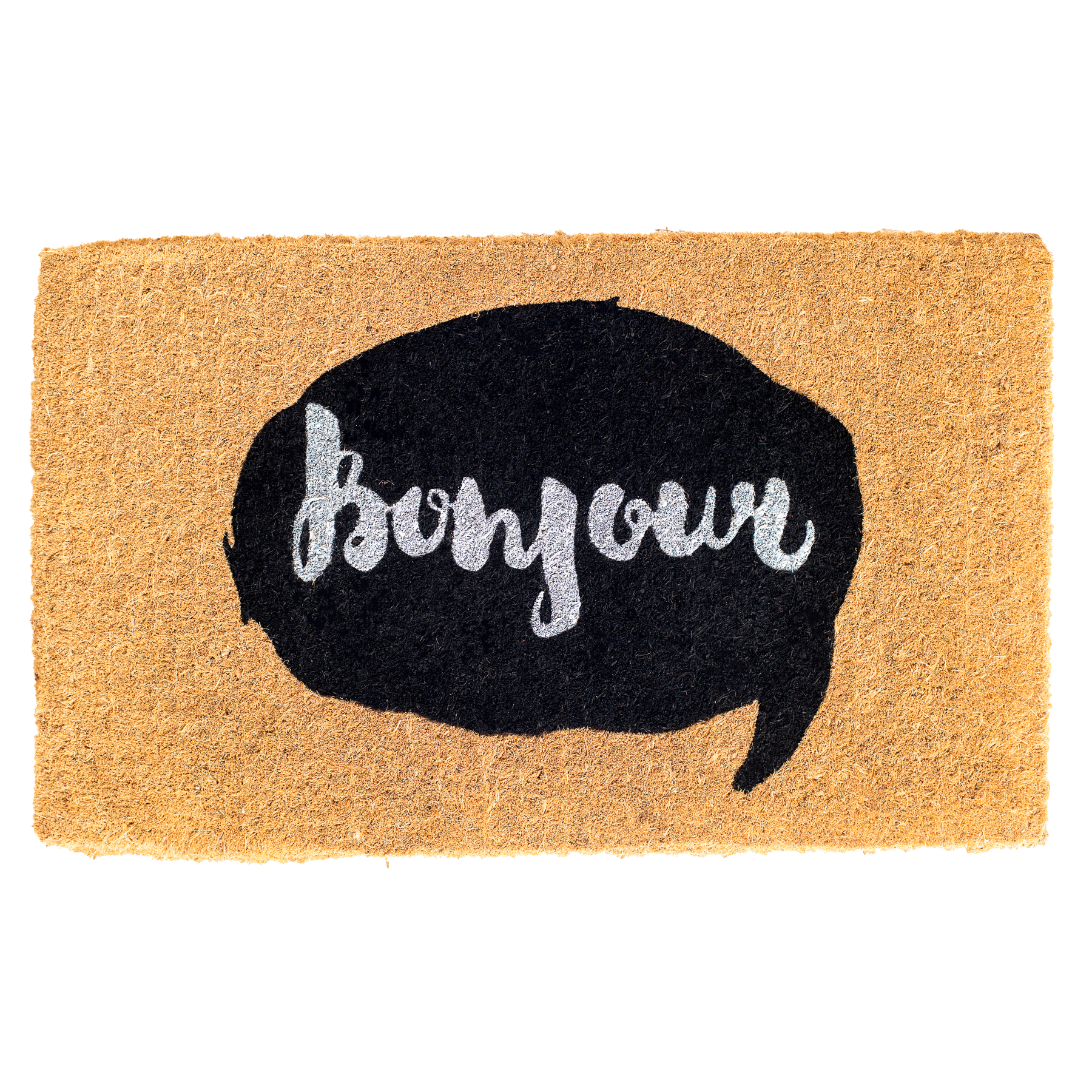 Bonjour Callout Doormat (18" x 30" Thick) Handwoven, Durable FINAL SALE by Fab Habitat
