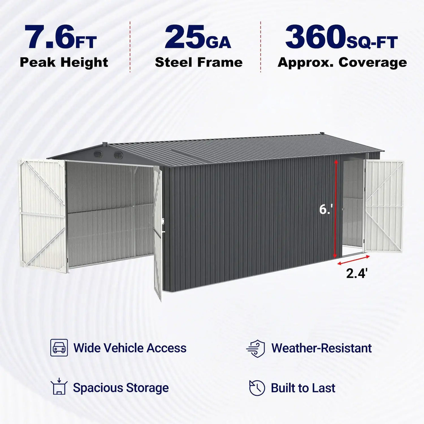 13'x20' Metal Shed with Double Front Doors & Side Entry Door by Chery Industrial