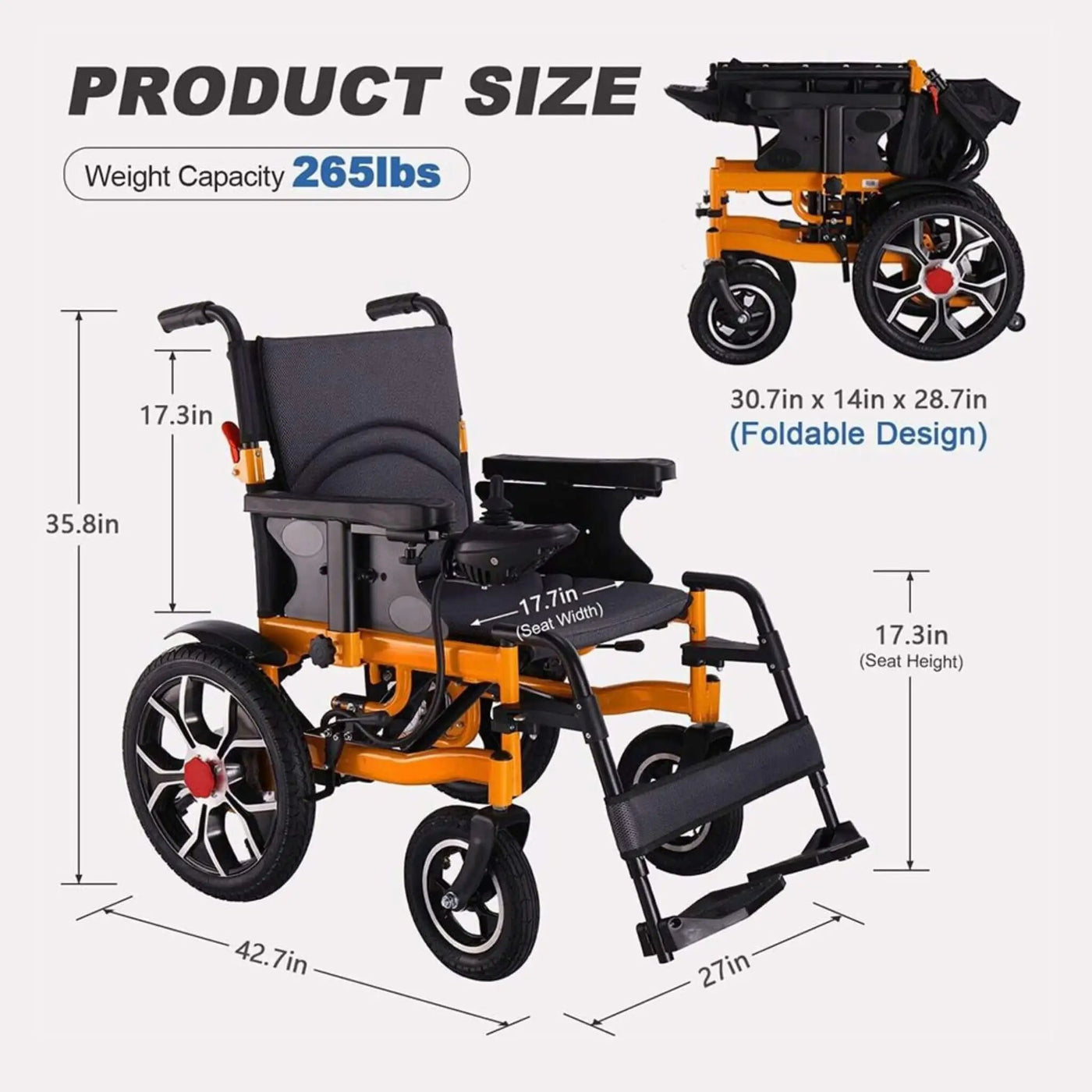 18-Inch Heavy-Duty 500W Electric Mobility Power Wheelchair, 265LBS (SAK74295) by SAKSBY WHOLESALE