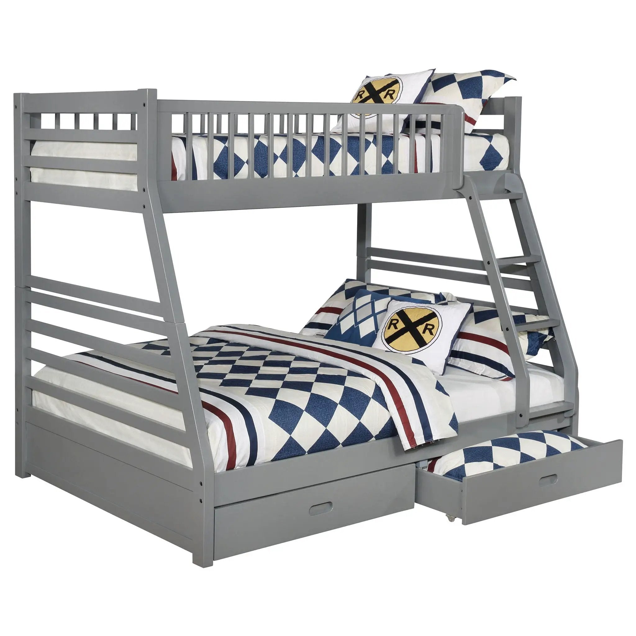 Ashton 2-drawer Wood Twin Over Full Bunk Bed Grey by Unique Piece Furniture