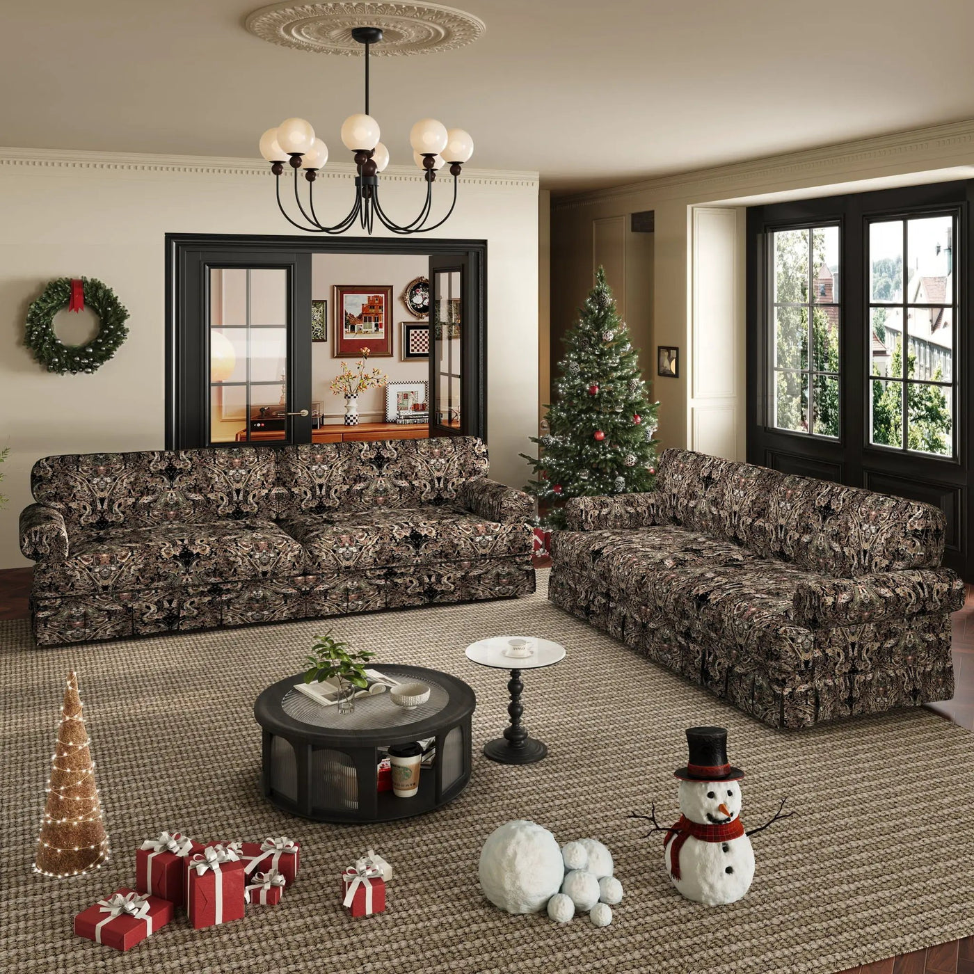 Luxuriously Comfortable Cloud Couch With Elegant Rolled Arms & Pleated Skirt Design by HouseOfZazla