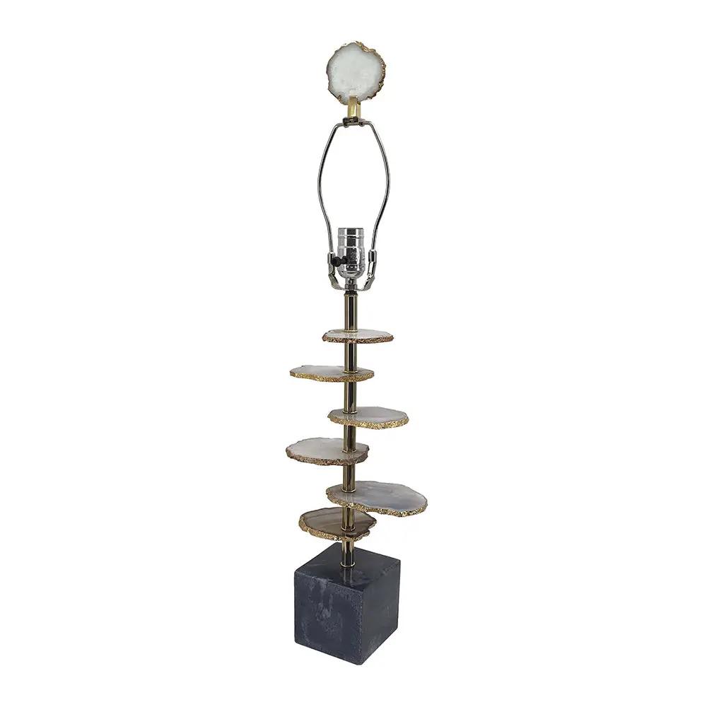 Smoke Agate-Slice Table Lamp with Marble Base by HouseOfZazla