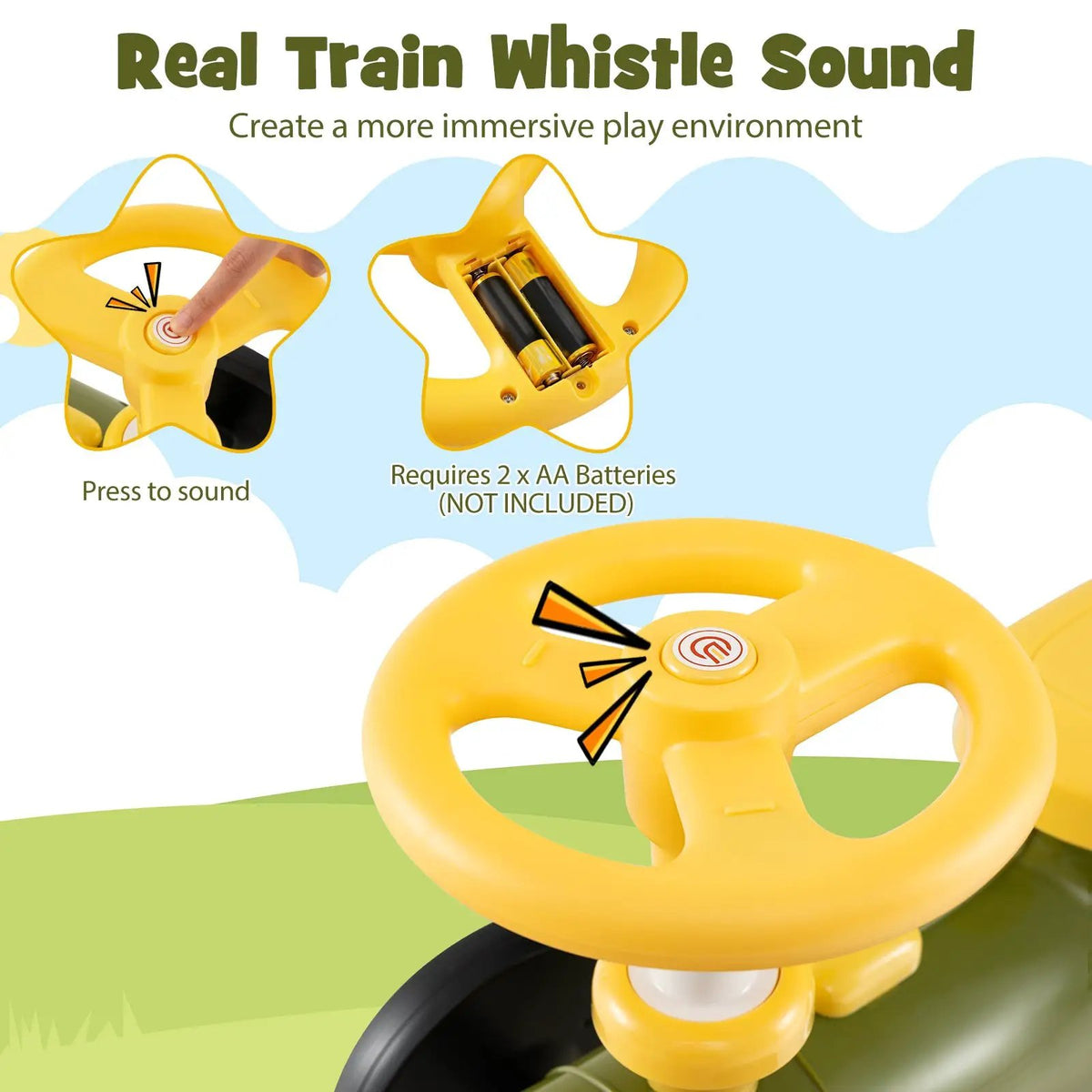 Ride on Toy with Steering Wheel and Train Whistle Sound Button, photo 16 of 16