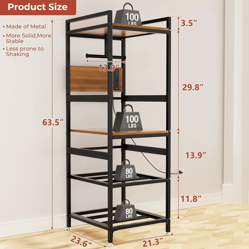 3D Printer Stand With Filament Storage, T-Type Holder, Built In Power Panelб Open Frame Printer Workstation - Black by Unique Piece Furniture