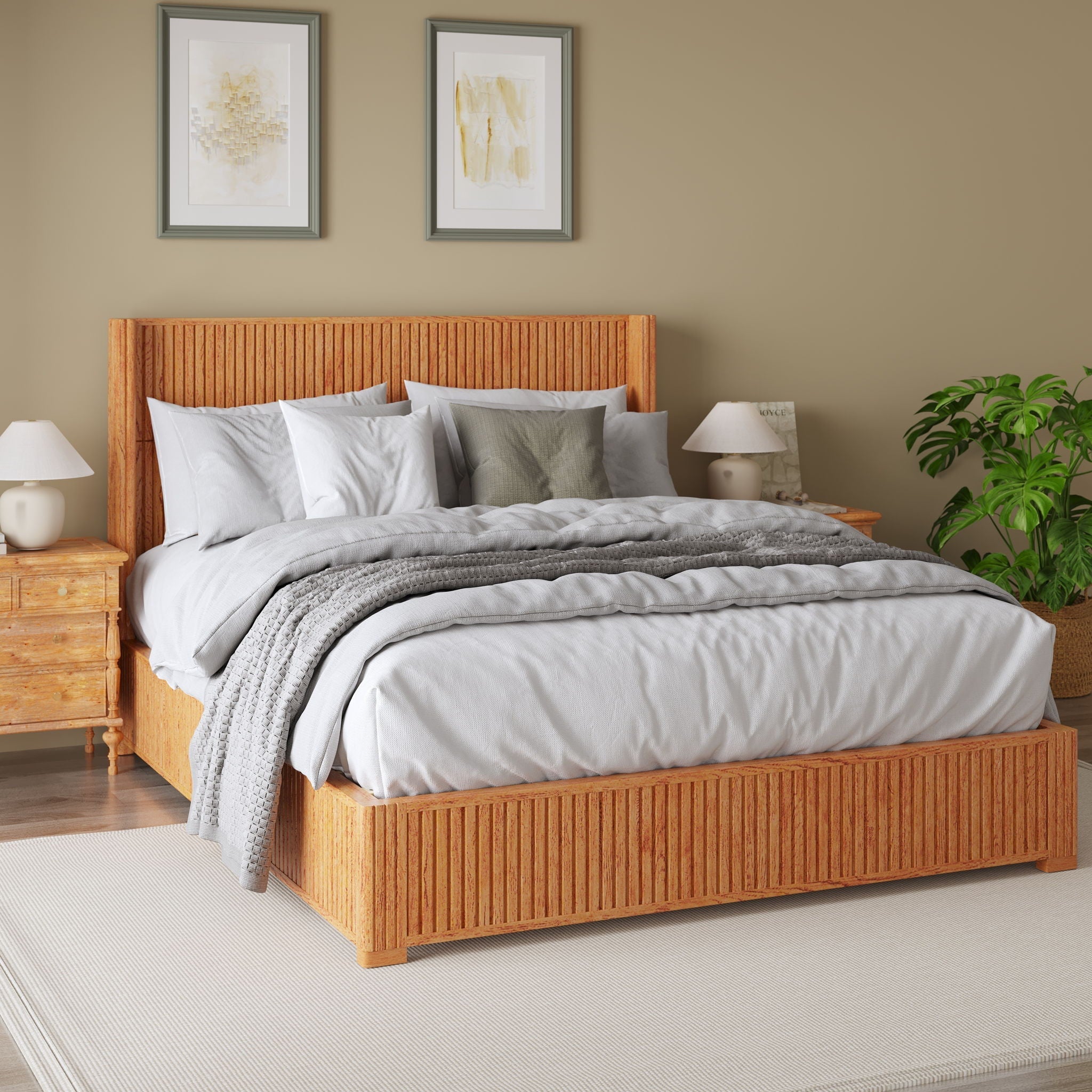 Platform Bed Frame With Headboard, Floor Standing Design by HouseOfZazla