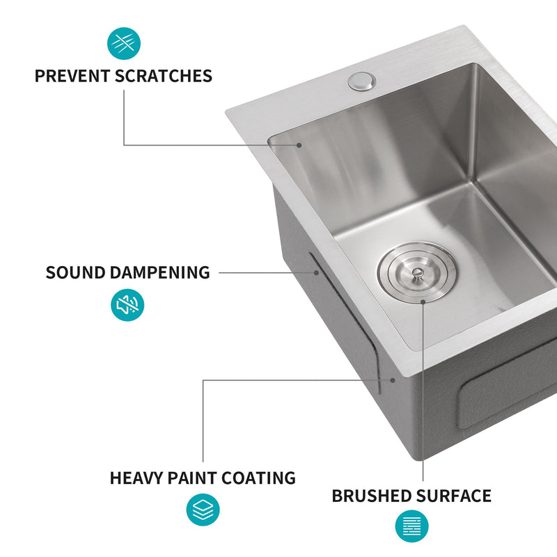 Stainless Steel Drop In Kitchen Sink, Topmount by HouseOfZazla