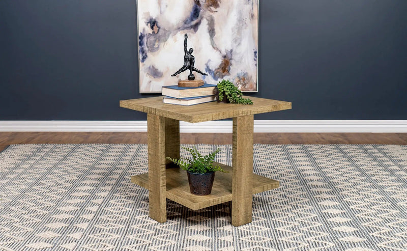 Dawn Square Engineered Wood End Table Mango Brown by Unique Piece Furniture