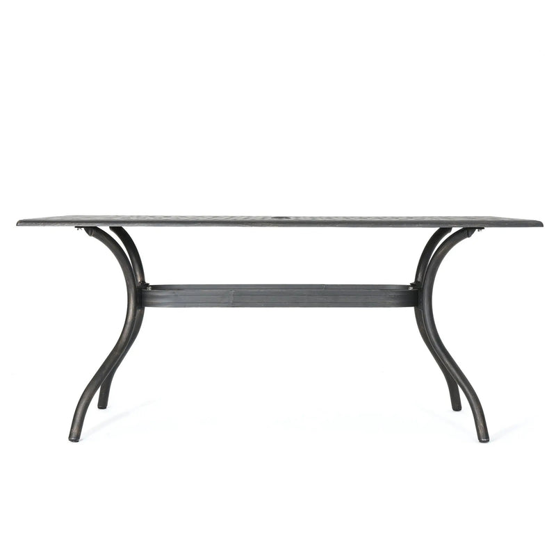 Enchantia Outdoor Rectangular Dining Table with Weave Tabletop and Flared Legs - Copper by HouseOfZazla