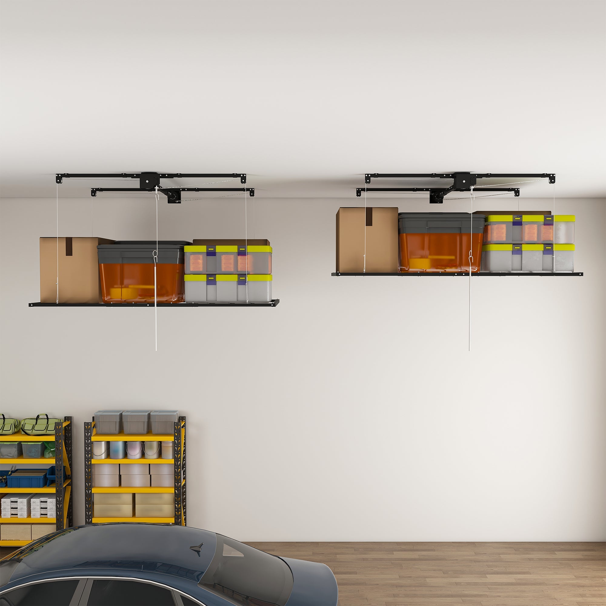 Black Overhead Garage Storage Rack 3x6 FT for High Ceilings by HouseOfZazla