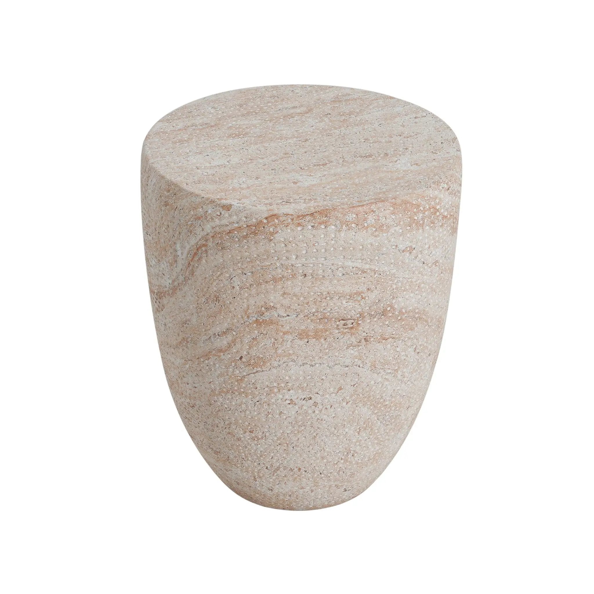 Outdoor / Indoor Lightweight Concrete Side Table, Travertine - Beige by HouseOfZazla