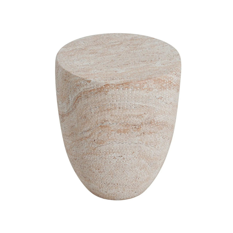 Outdoor / Indoor Lightweight Concrete Side Table, Travertine - Beige by HouseOfZazla
