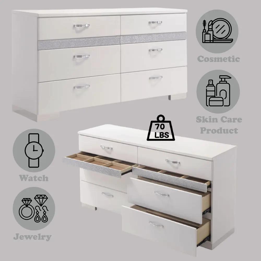 Naima II - Dresser - White High Gloss by Unique Piece Furniture