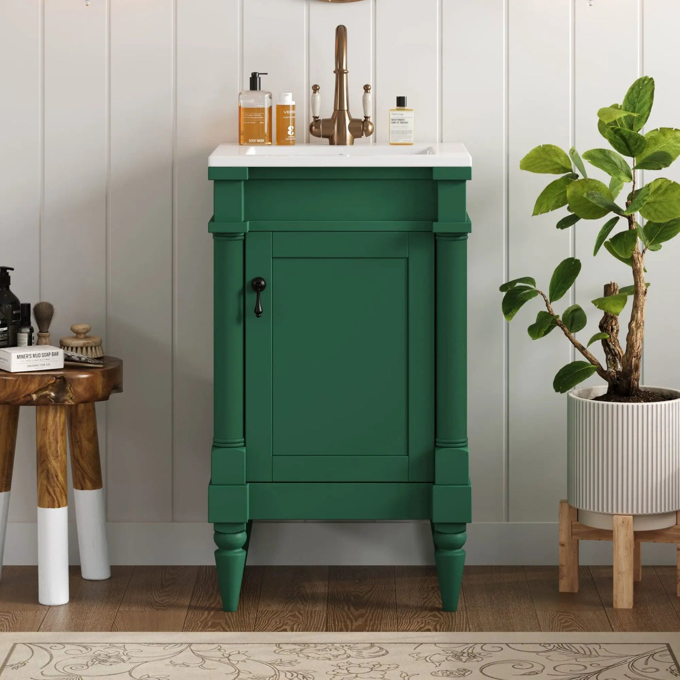 Bathroom Vanity With Sink, Storage Cabinet With Door, Drop In Sink, Compact Freestanding Design by Unique Piece Furniture
