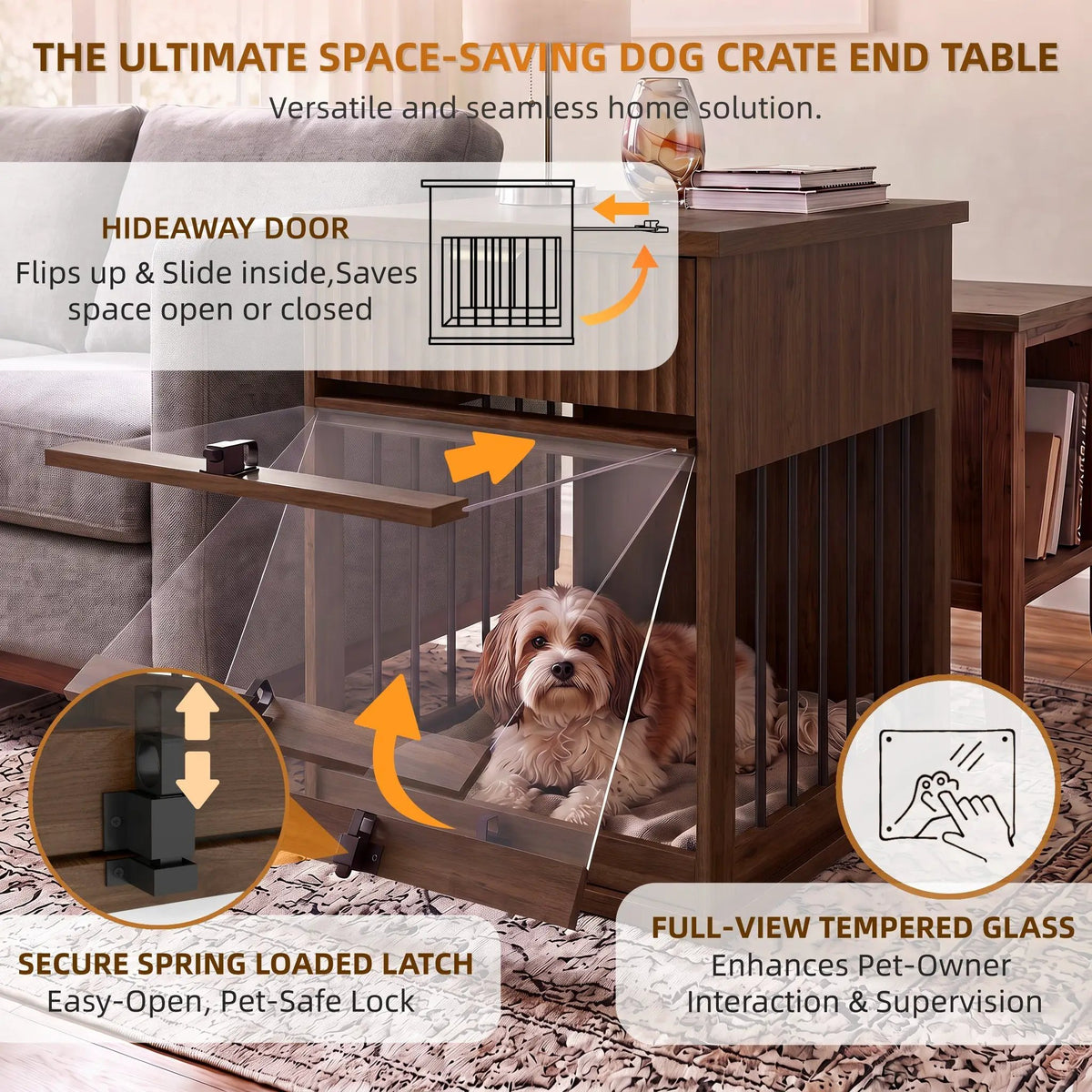 Dog Crate End Table with Charging Station and Storage by HouseOfZazla