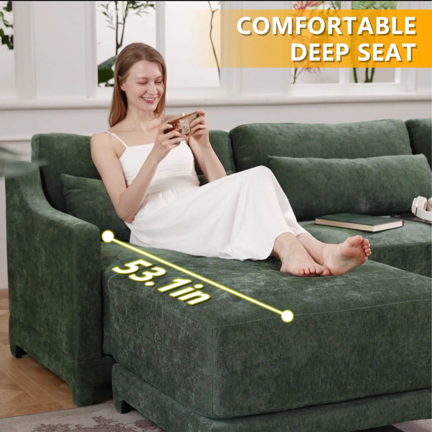 Elegant Sofa With Ergonomic Design And Lumbar Pillows by Unique Piece Furniture