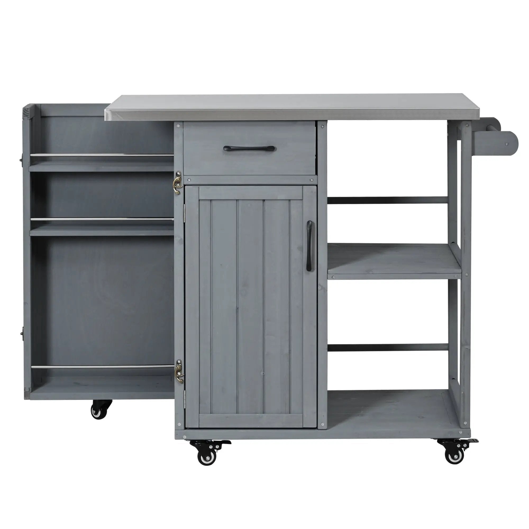 Outdoor Kitchen Island Fir Wood Prep Station with Stainless Steel Top by HouseOfZazla
