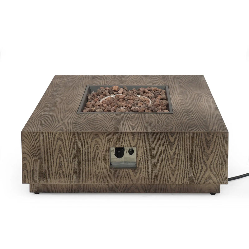 Wellington Square Iron Fire Pit With Wood Pattern Design And 50,000 Btu Output by HouseOfZazla