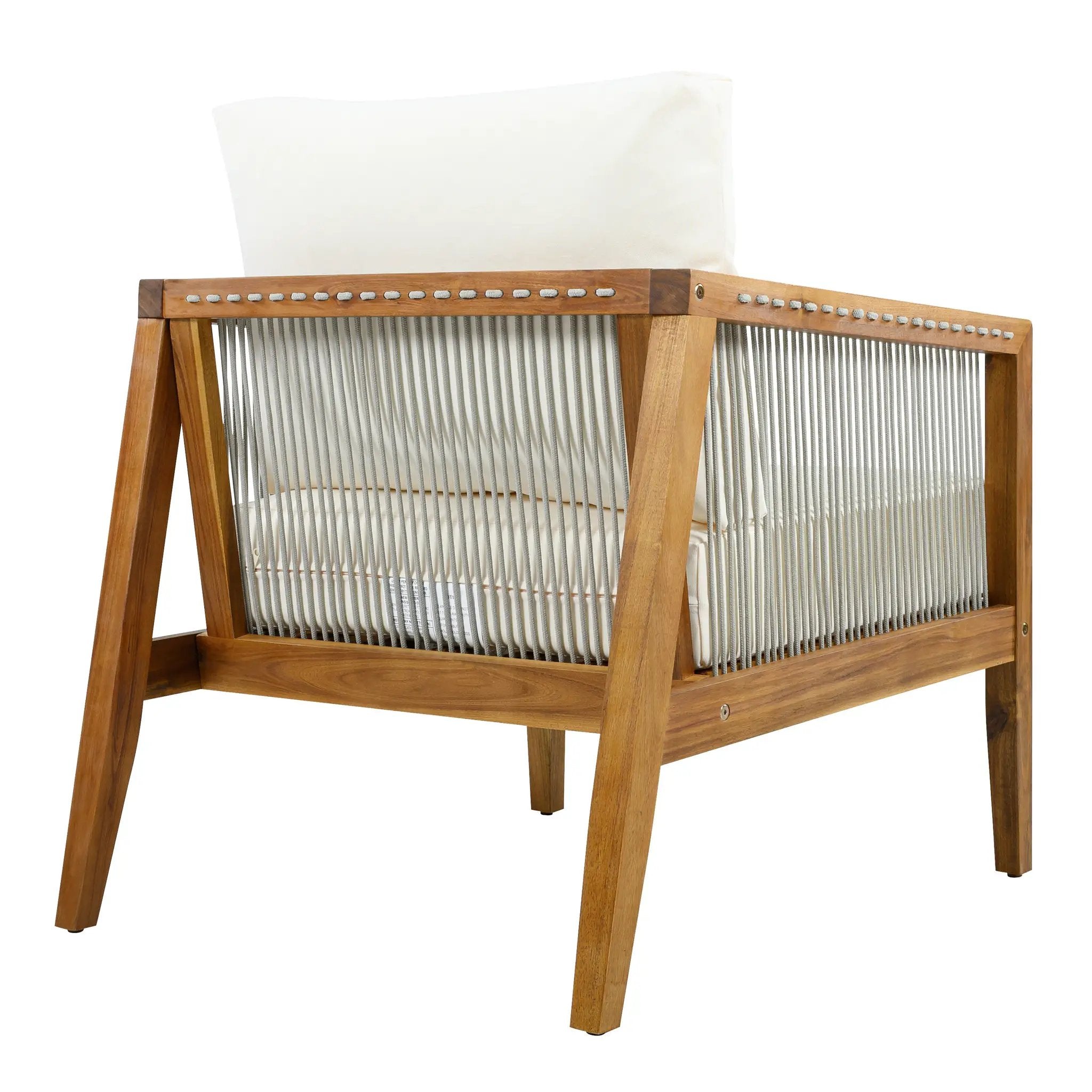 Outdoor Club Chair (Set of 1) - Acacia Wood Frame with Rope Back by HouseOfZazla
