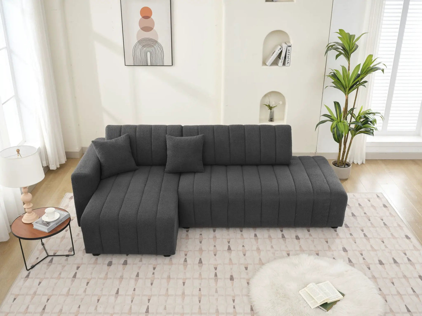 Jessica - Lamb Wool Sectional Sofa With Chaise by Unique Piece Furniture
