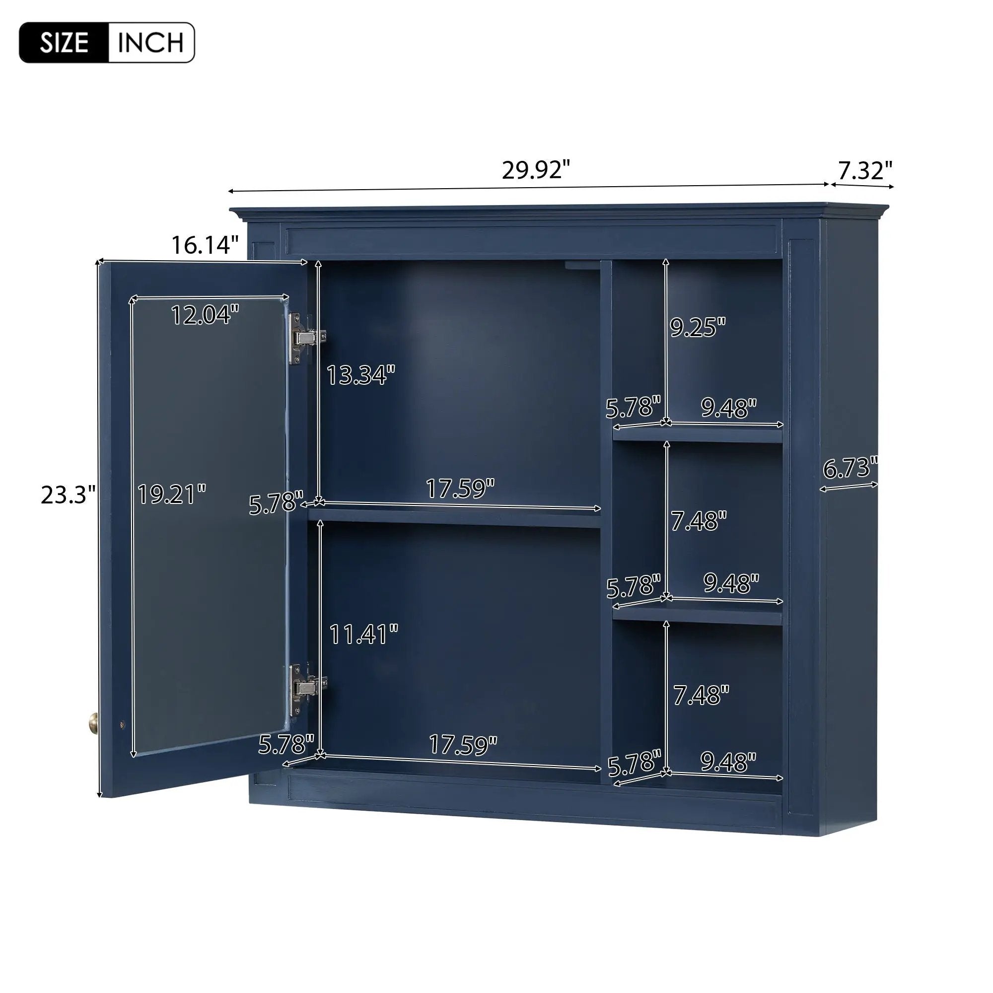 Wall Mounted Medicine Cabinet With Mirror And 3 Open Shelves by Unique Piece Furniture