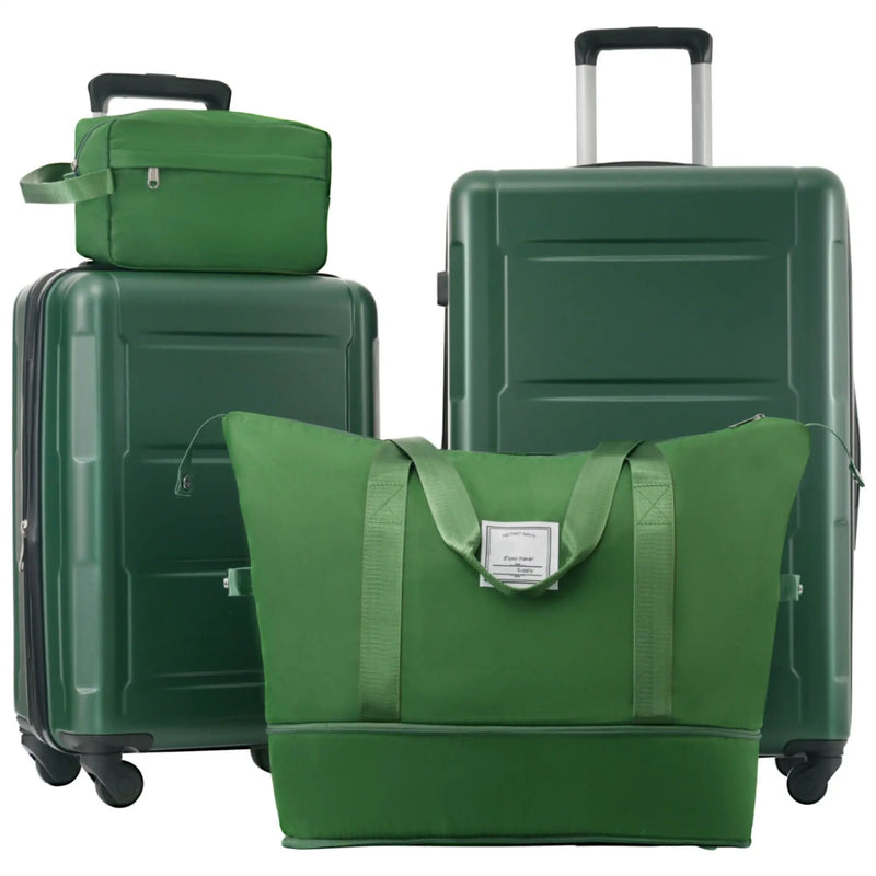 2 Piece Luggage Set With Bags Expanable Spinner Wheels ABS Lightweight Suitcase With Tsa Lock 20" / 24" by HouseOfZazla