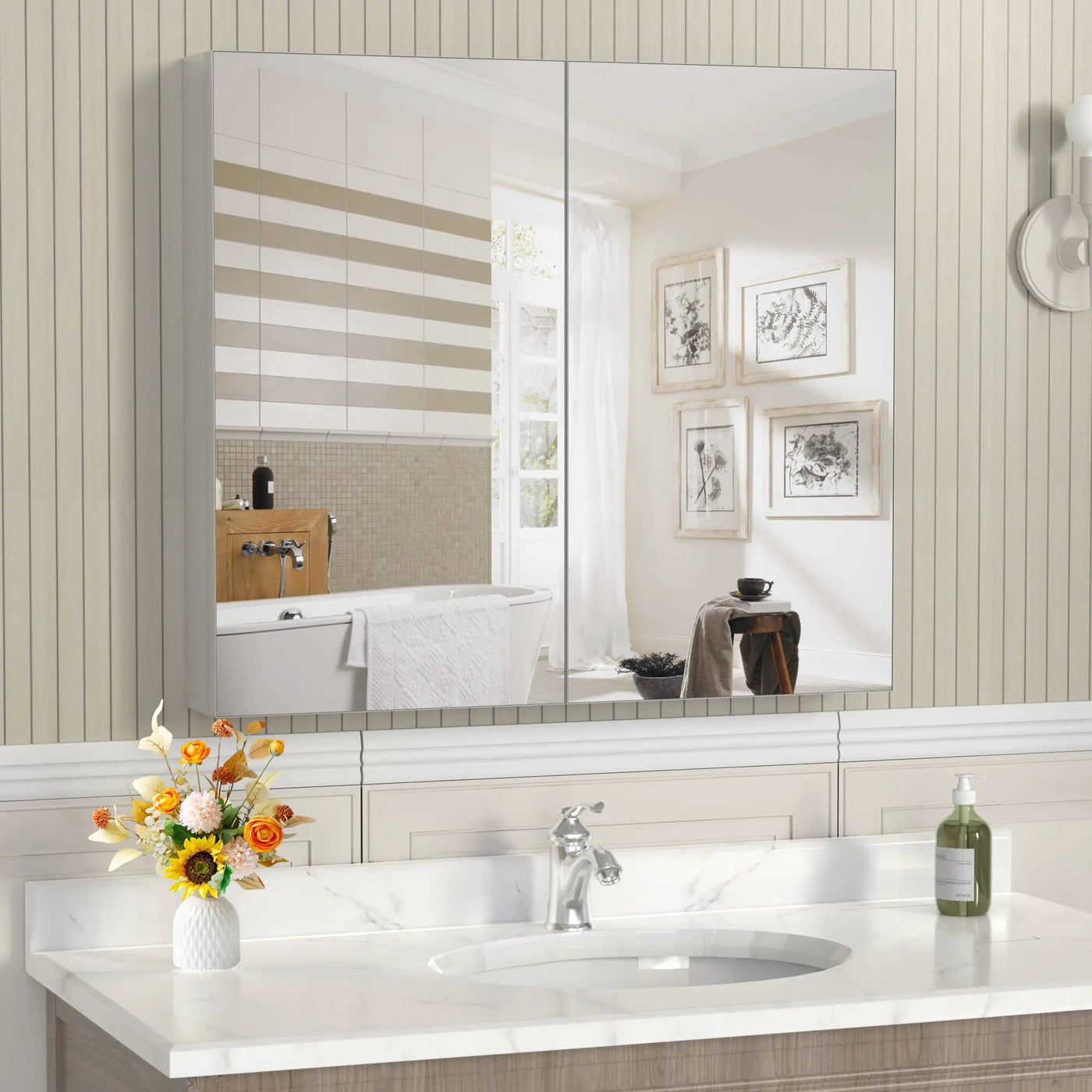 Medicine Cabinet, Wall Mounted Bathroom Mirror With Storage by Unique Piece Furniture