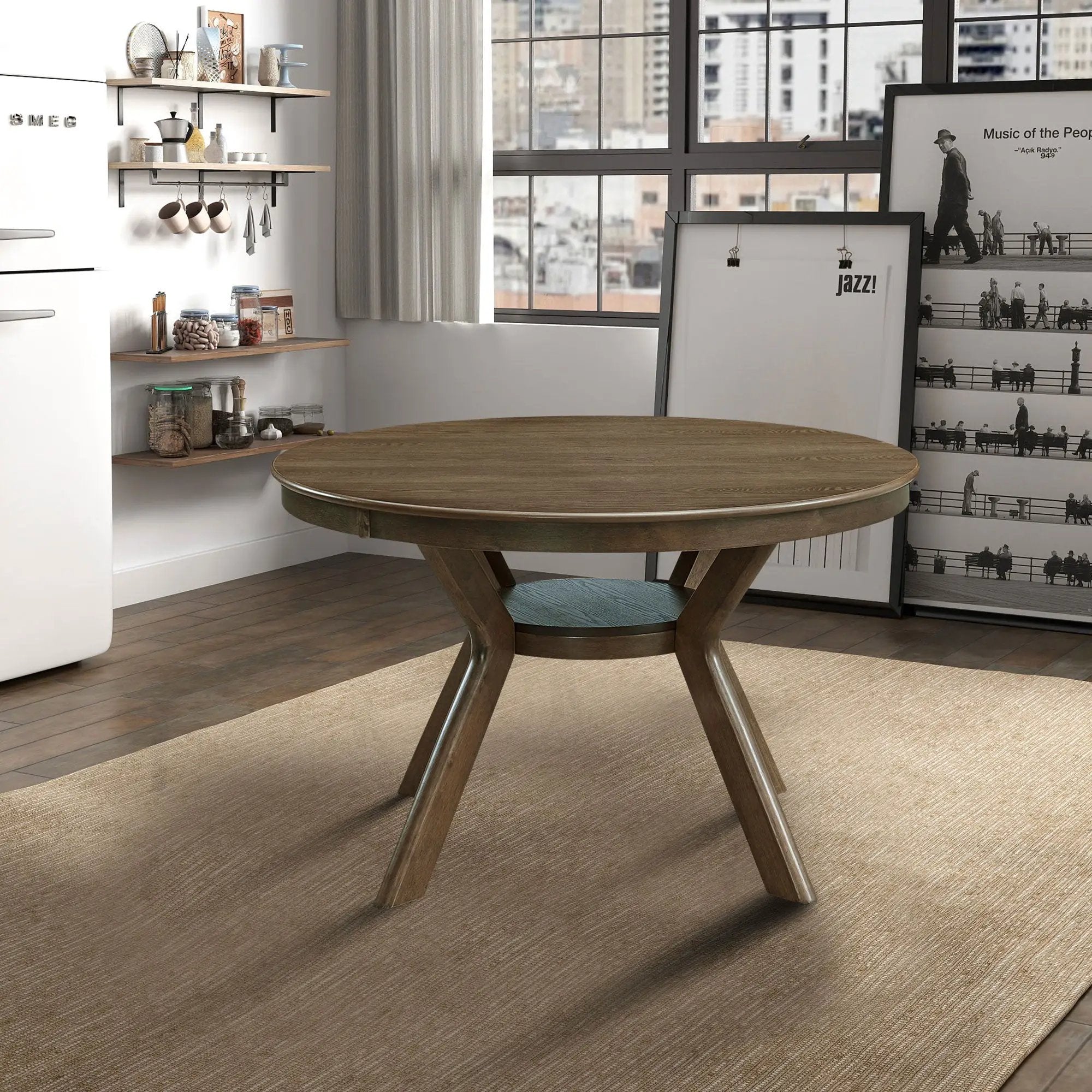 47.24'' Round Rubber Wood Dining Table by HouseOfZazla