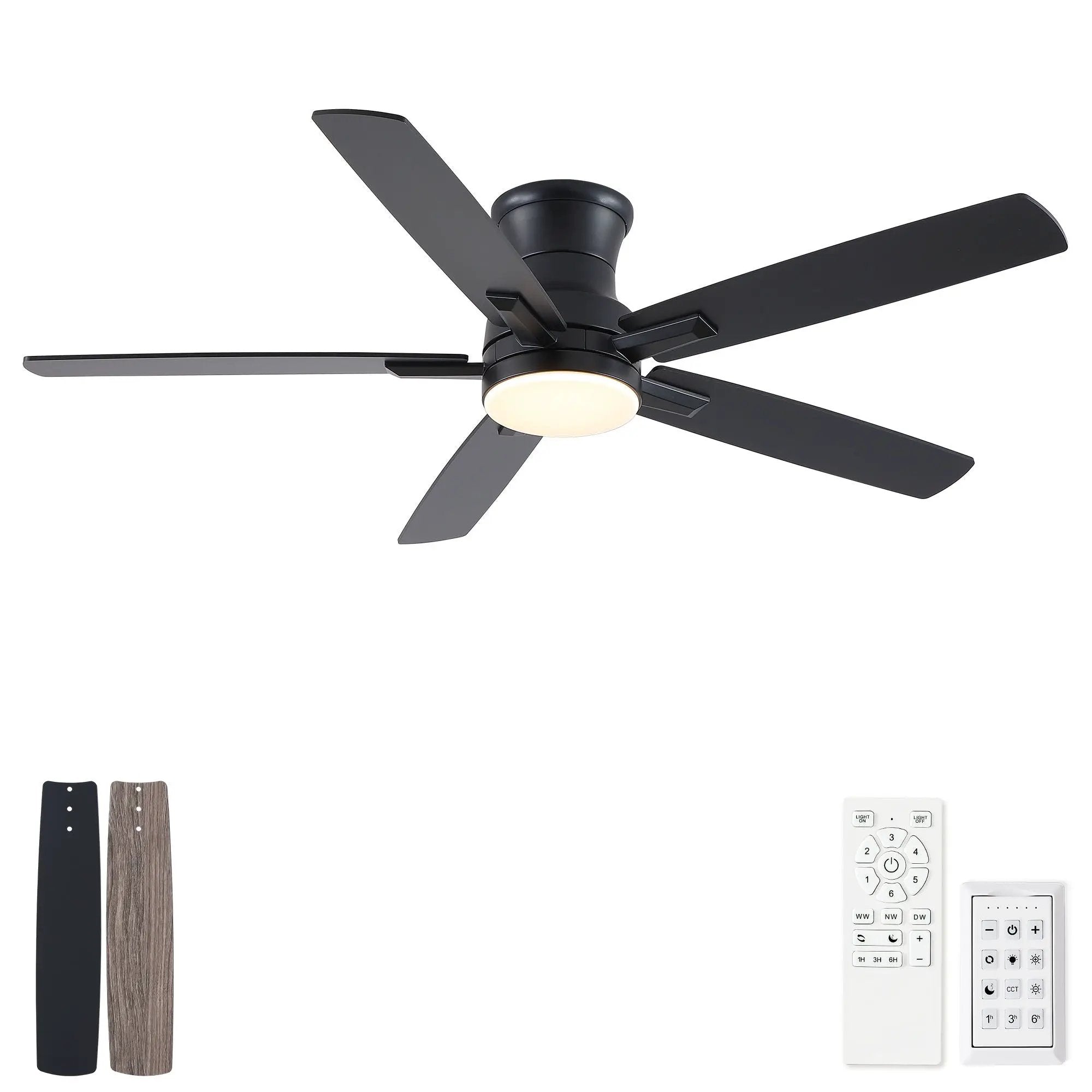 Mordern Flush Mount Ceiling Fan With Light And Remote Control by HouseOfZazla