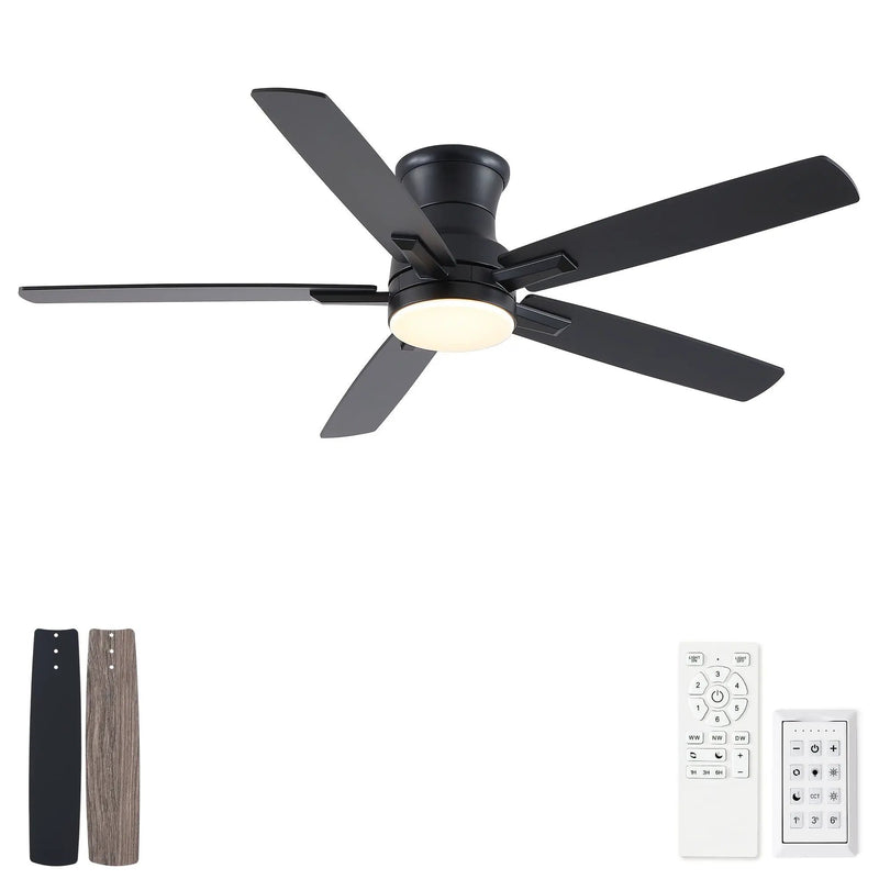 Mordern Flush Mount Ceiling Fan With Light And Remote Control by HouseOfZazla