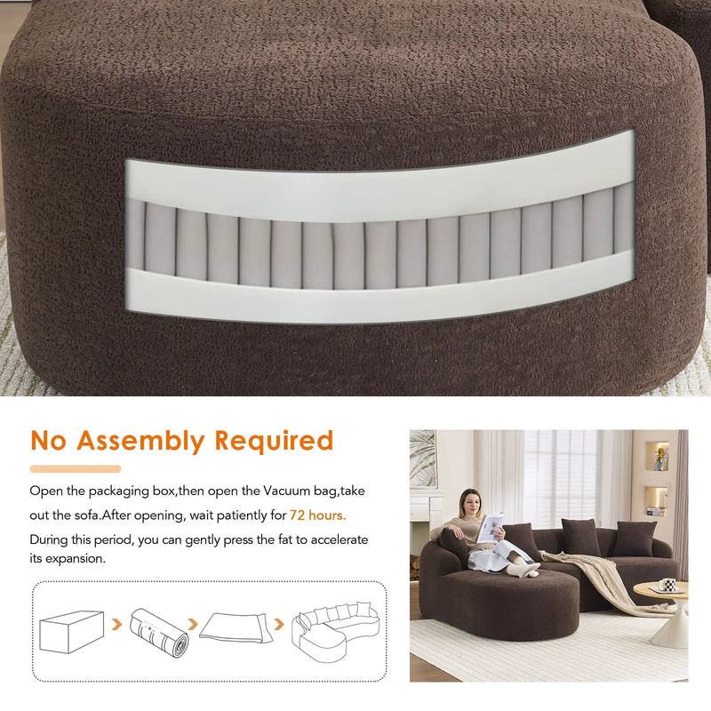 Compression Sponge L-Shape Sectional Sofa with Curved Chaise by HouseOfZazla