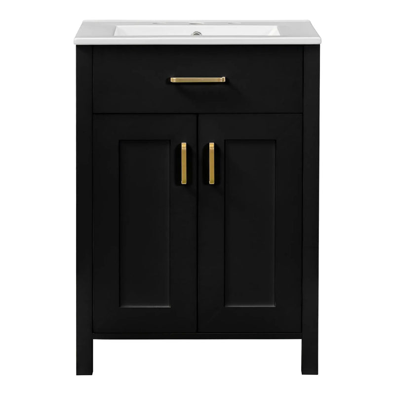 Bathroom Vanity Combo With Ceramic Sink, Luxurious Space-Saving Vanity, 2 Soft Close Doors by HouseOfZazla