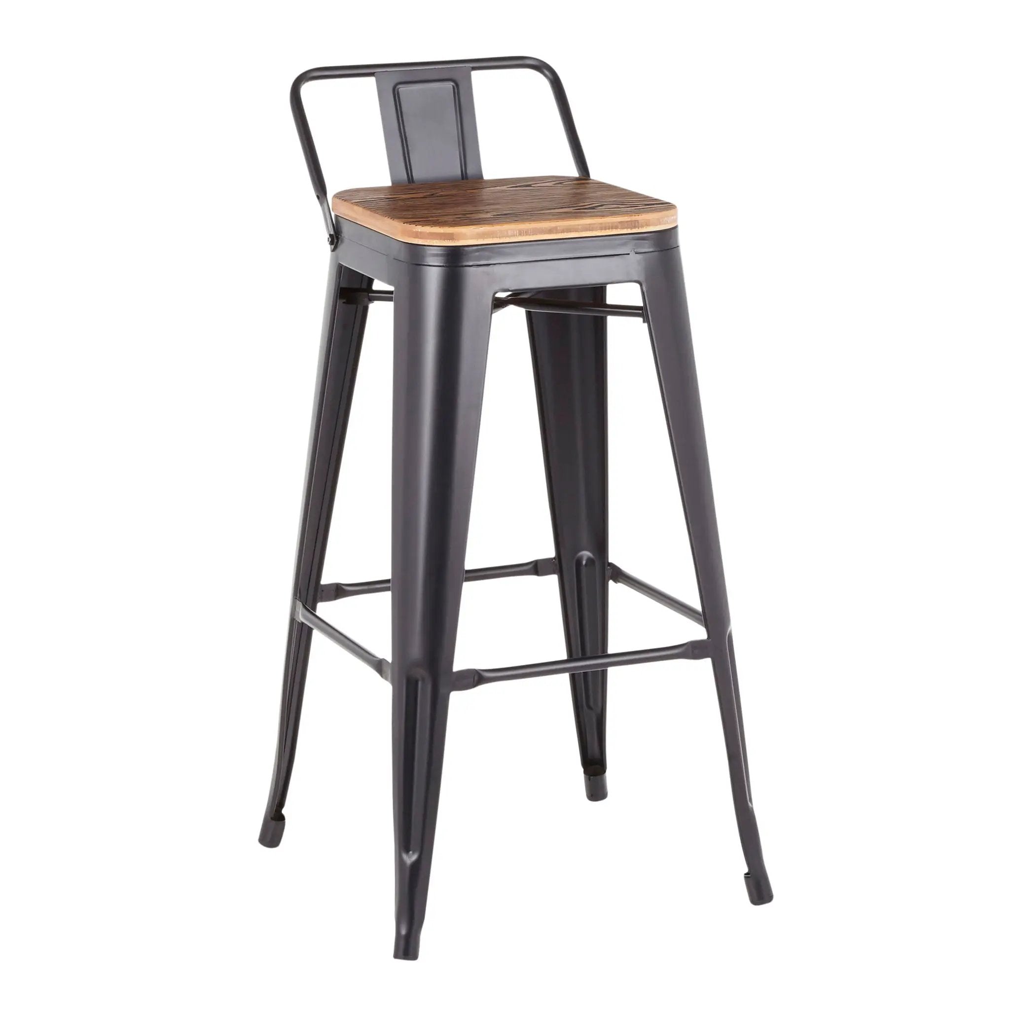 Oregon - Industrial Low Back Barstool (Set of 2) - Black by HouseOfZazla