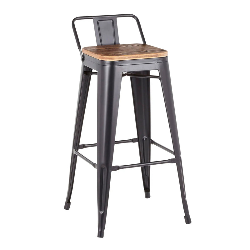 Oregon - Industrial Low Back Barstool (Set of 2) - Black by HouseOfZazla