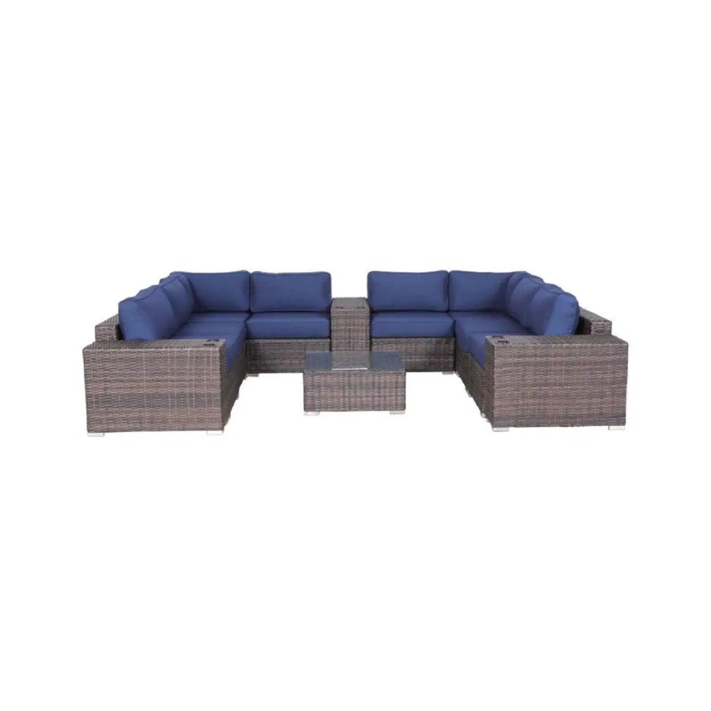 Modern Patio Rattan Sectional Set With Cushions by Unique Piece Furniture
