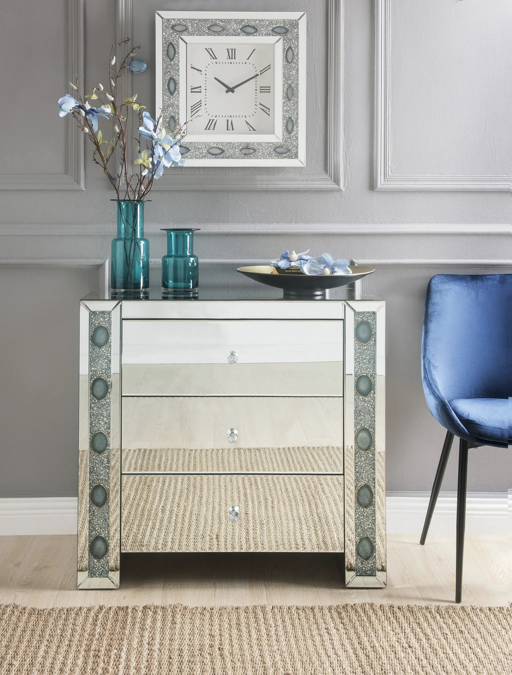 Sonia Mirrored & Faux Agate Console Cabinet (Assembled) by HouseOfZazla