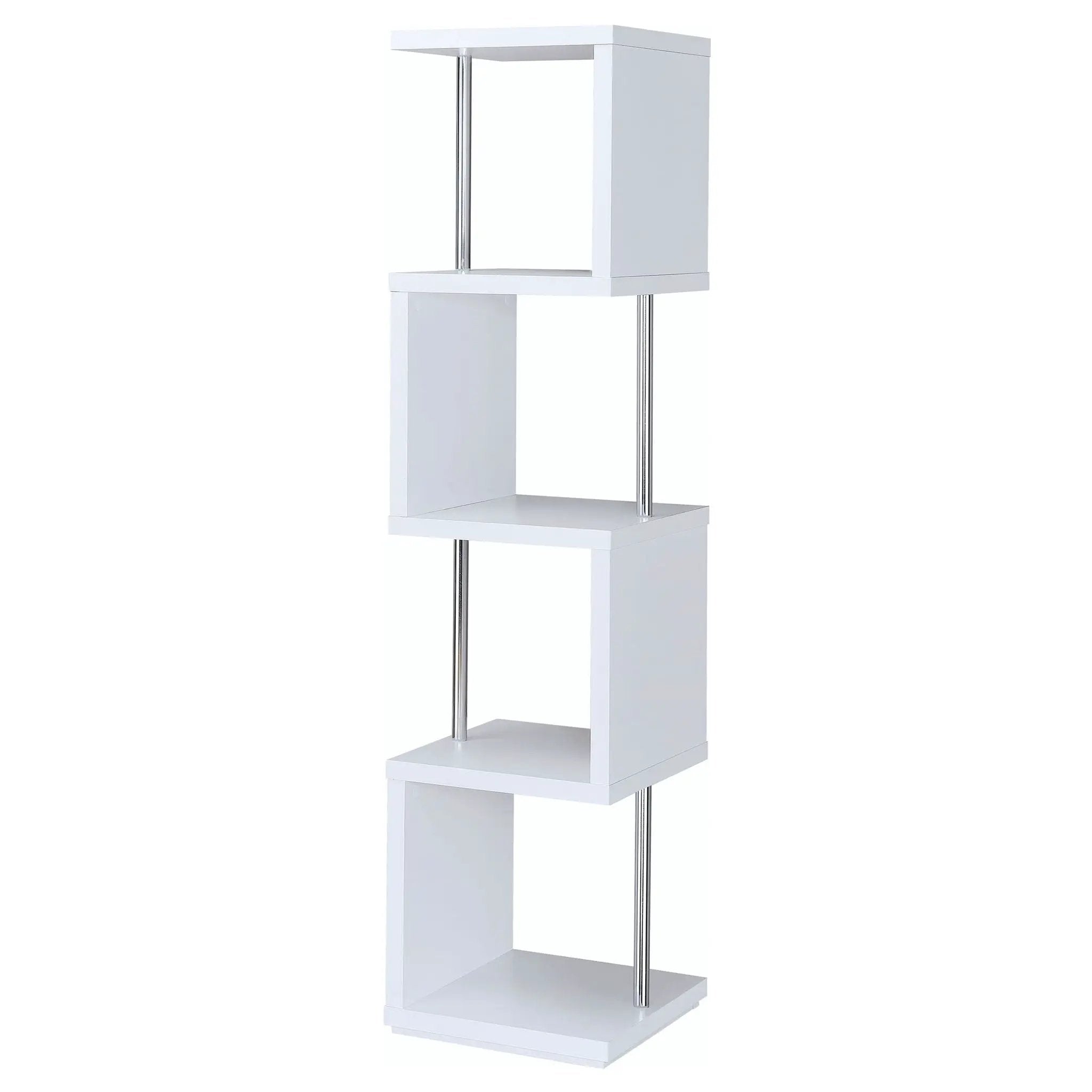 Baxter 67-inch 4-shelf Bookshelf White and Chrome by Unique Piece Furniture