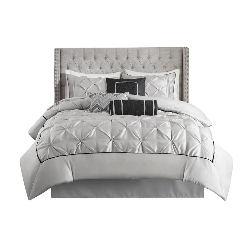 7 Piece Tufted Comforter Set Grey California King by HouseOfZazla