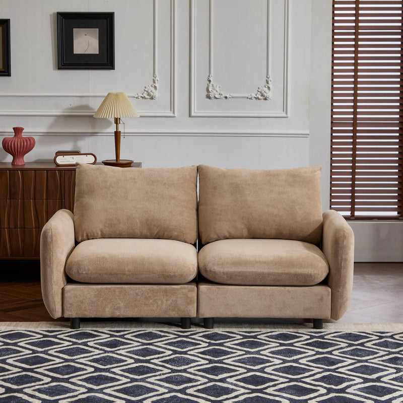 69 in. 2-Seats Modular Sectional Velvet Sofa Corner Chair Sofa Couch, Nomad by HouseOfZazla