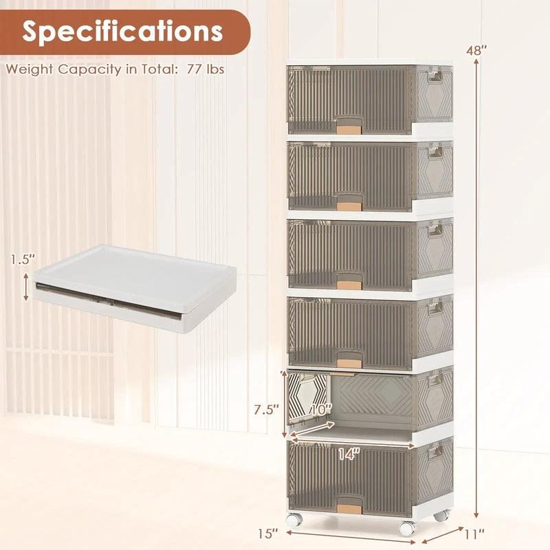 3/4/5/6-Cube Stackable Storage Bins with Detachable Wheels by DirectDeals