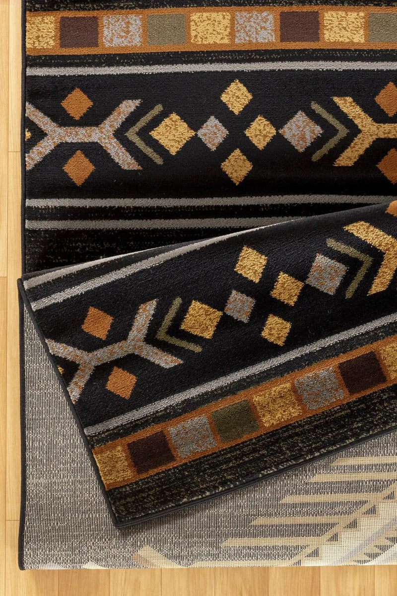 Tribes - 7'10" X 10'3" Southwest Area Rug - Black by Unique Piece Furniture