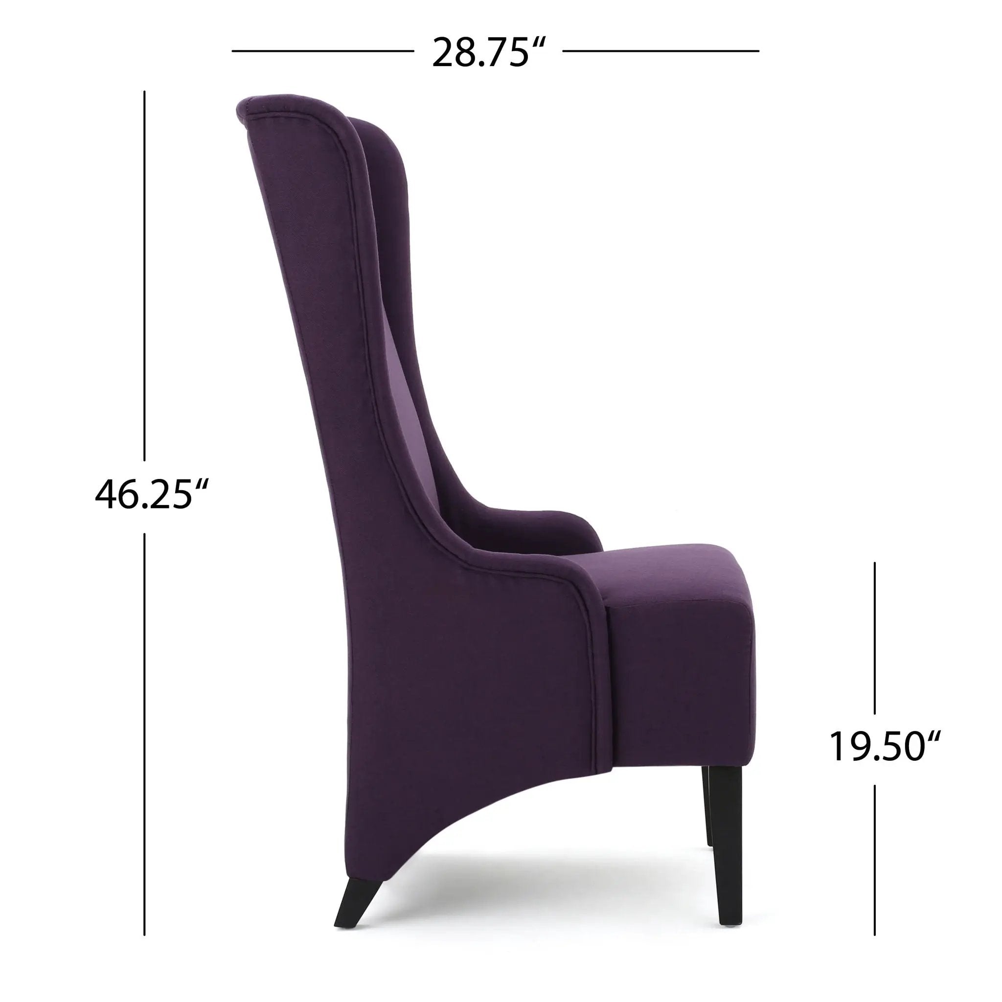 Fabric Dining Chair With High Back And Birch Wood Legs - Plum by HouseOfZazla