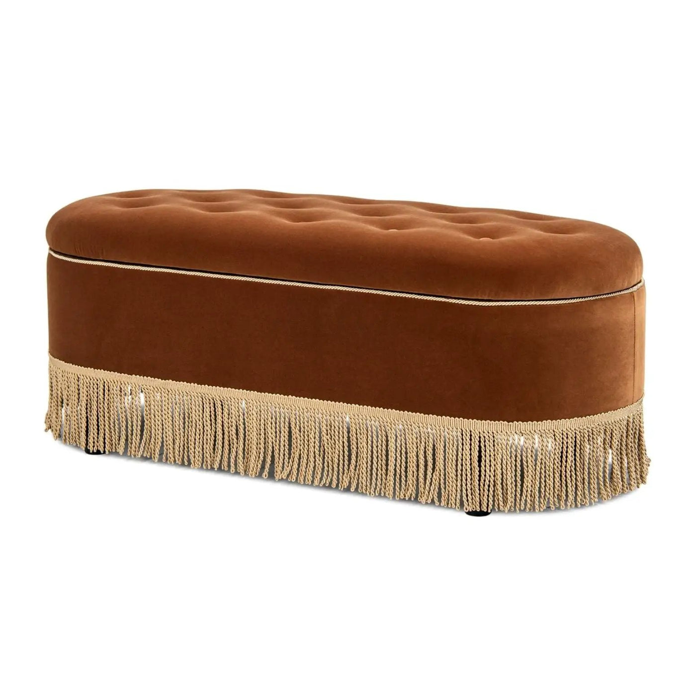 Melinda - Oval Tufted Bullion Fringe Storage Bench by Unique Piece Furniture