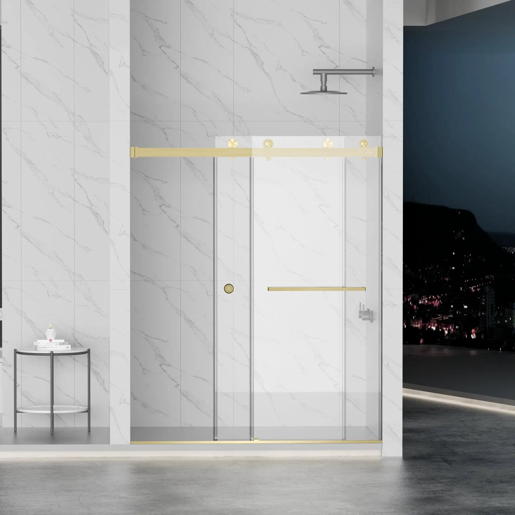 Frameless Shower Door with Double Sliding Design by HouseOfZazla