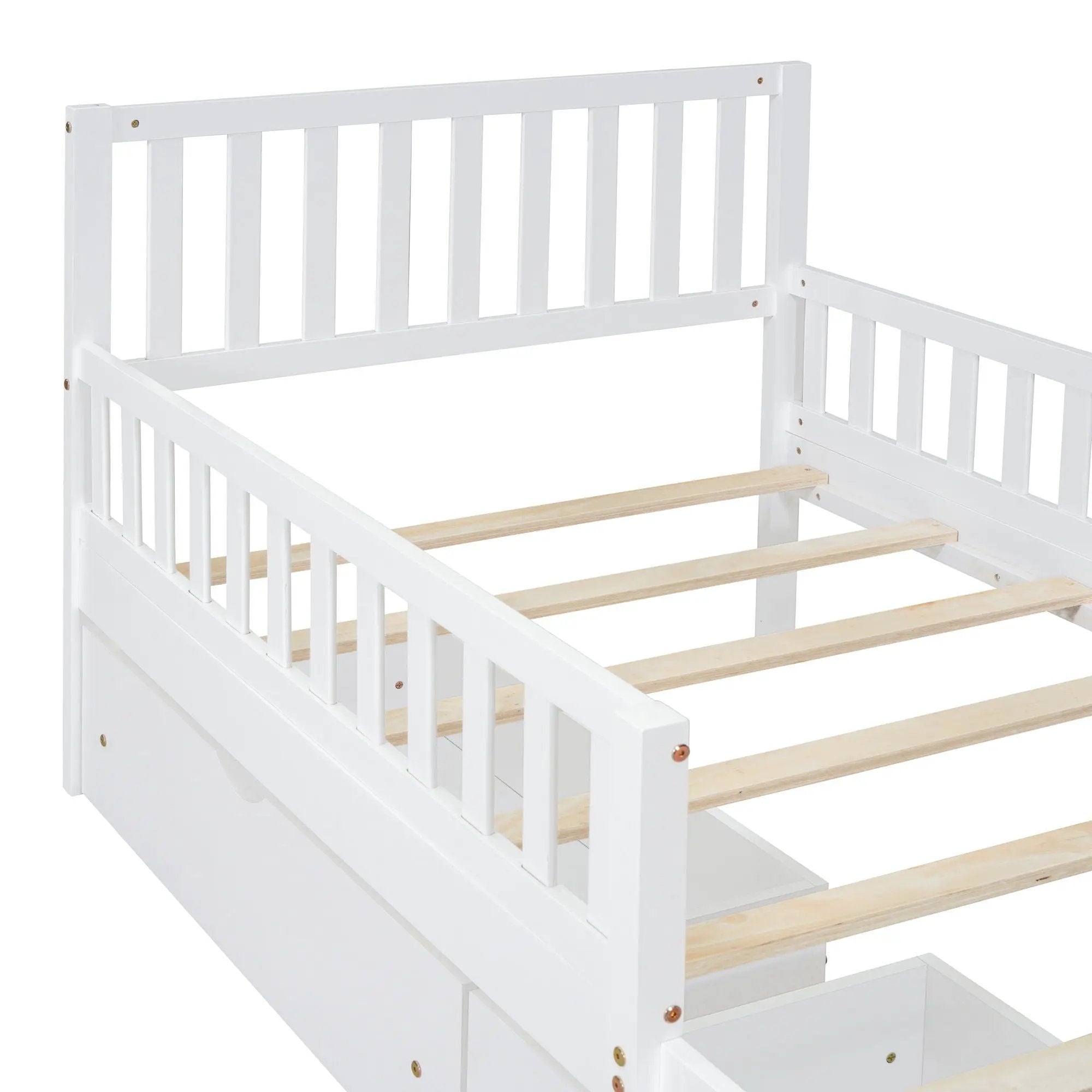 Platform Bed With Guardrails On Both Sides And 2 Storage Drawers by Unique Piece Furniture