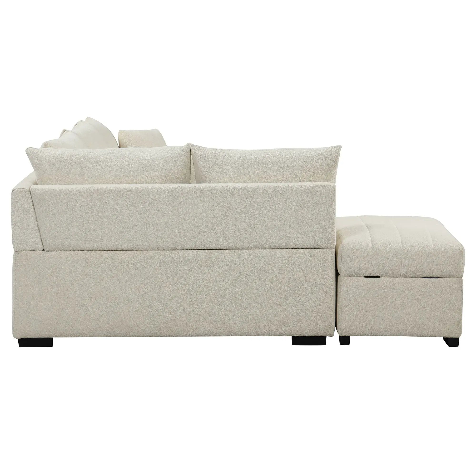 L-Shaped Sectional Pull Out Sofa Bed Sleeper Sofa With Two USB Ports, Two Power Sockets And A Movable Storage Ottoman by HouseOfZazla