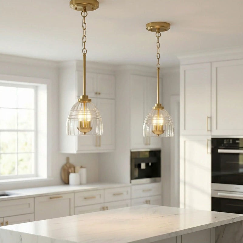 Ember - 3 Candle Lights Chain Pendant - Clear / Gold by Unique Piece Furniture