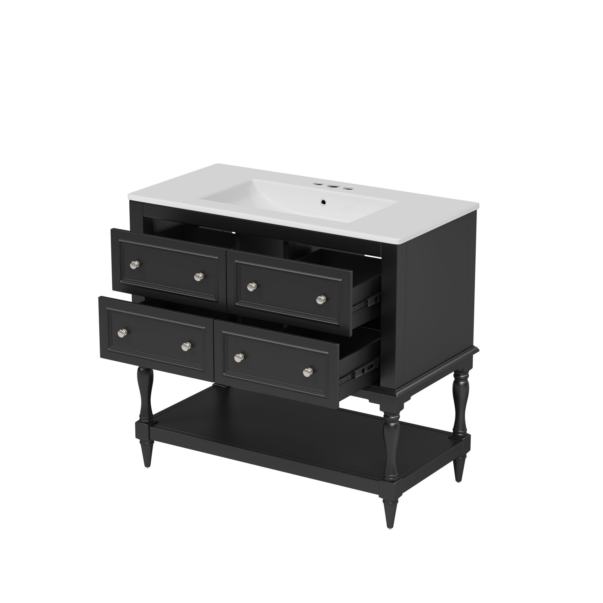 Bathroom Vanity With Medicine Cabinet, Storage Cabinet With 4 Drawers, Adjustable Shelf Mirror by Unique Piece Furniture
